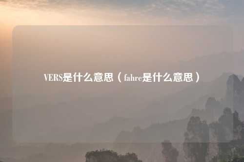 VERS是什么意思（fahre是什么意思）