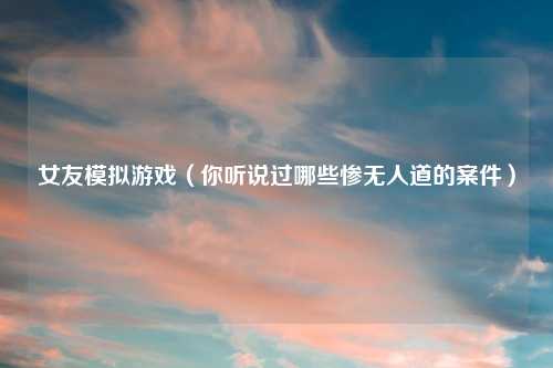 女友模拟游戏（你听说过哪些惨无人道的案件）