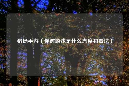 猎场手游（你对游戏是什么态度和看法）