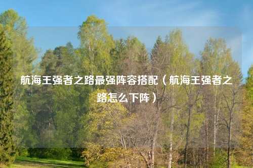 航海王强者之路最强阵容搭配（航海王强者之路怎么下阵）