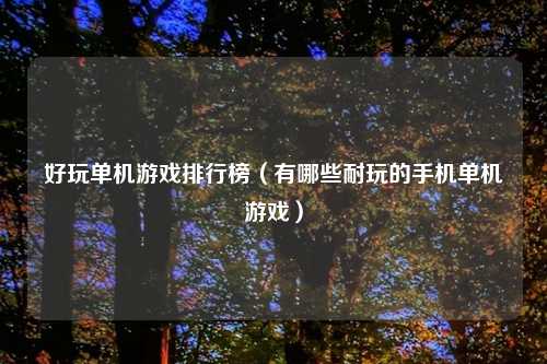 好玩单机游戏排行榜（有哪些耐玩的手机单机游戏）