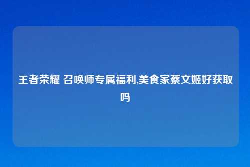 王者荣耀 召唤师专属福利,美食家蔡文姬好获取吗