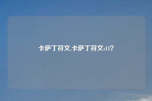 卡萨丁符文,卡萨丁符文s11？