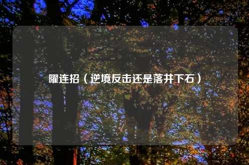 曜连招（逆境反击还是落井下石）