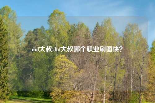 dnf大叔,dnf大叔哪个职业刷图快？