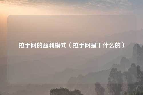 拉手网的盈利模式（拉手网是干什么的）