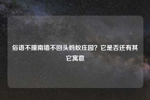 俗语不撞南墙不回头蚂蚁庄园？它是否还有其它寓意