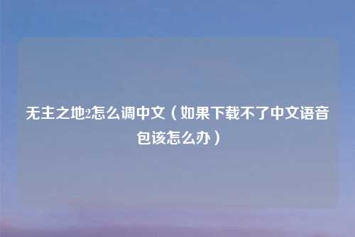 无主之地2怎么调中文（如果下载不了中文语音包该怎么办）