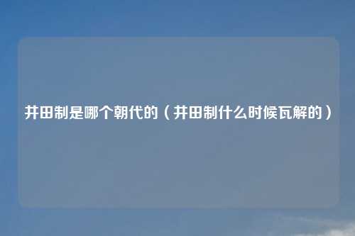 井田制是哪个朝代的（井田制什么时候瓦解的）