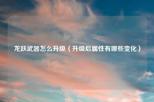 龙跃武器怎么升级（升级后属性有哪些变化）