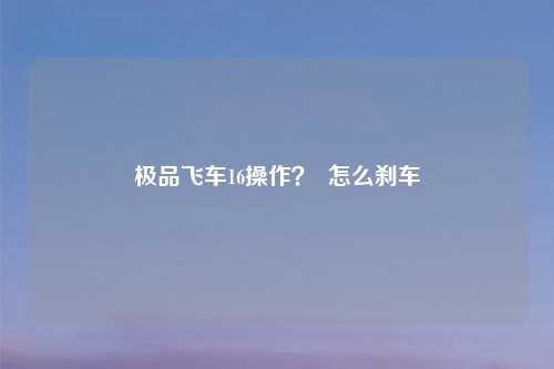 极品飞车16操作？  怎么刹车