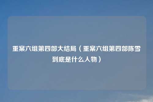 重案六组第四部大结局（重案六组第四部陈雪到底是什么人物）