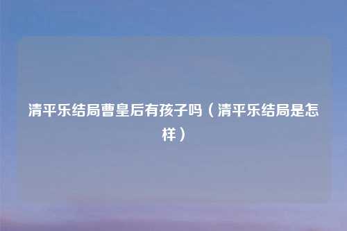 清平乐结局曹皇后有孩子吗（清平乐结局是怎样）