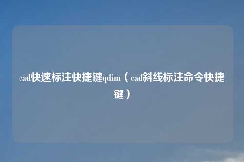 cad快速标注快捷键qdim（cad斜线标注命令快捷键）