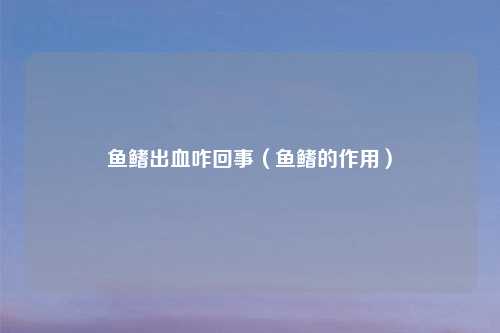 鱼鳍出血咋回事（鱼鳍的作用）