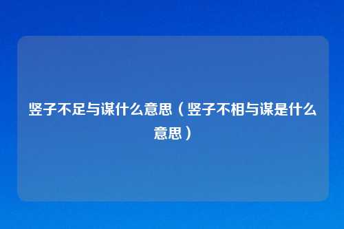 竖子不足与谋什么意思（竖子不相与谋是什么意思）