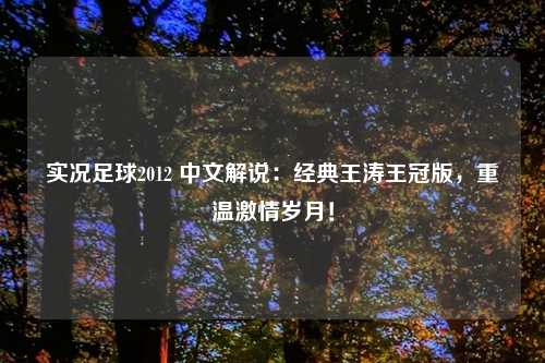 实况足球2012 中文解说：经典王涛王冠版，重温激情岁月！