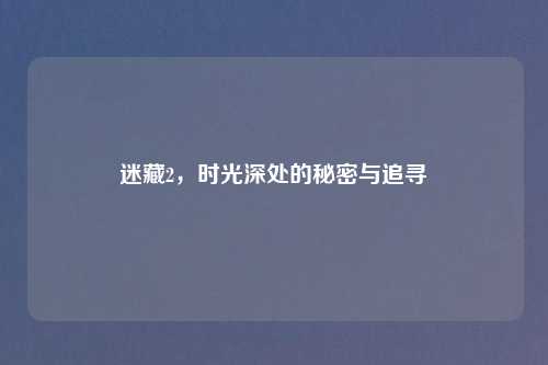 迷藏2，时光深处的秘密与追寻