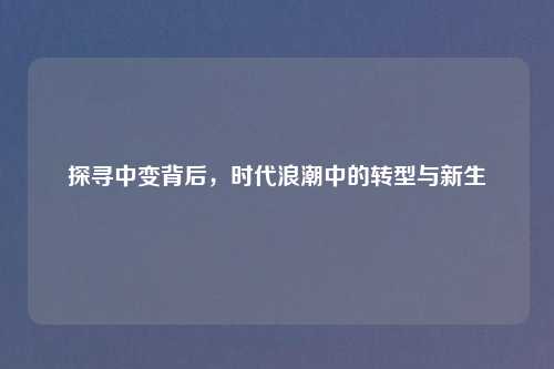 探寻中变背后，时代浪潮中的转型与新生