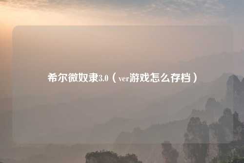 希尔微奴隶3.0（ver游戏怎么存档）