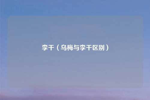 李干（乌梅与李干区别）