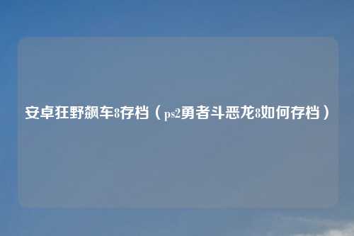 安卓狂野飙车8存档（ps2勇者斗恶龙8如何存档）