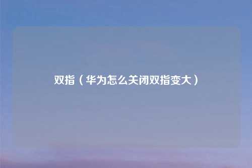 双指（华为怎么关闭双指变大）