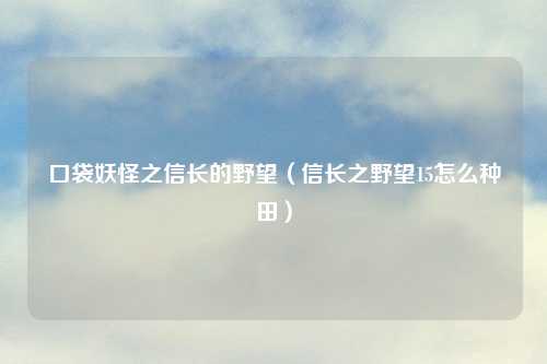 口袋妖怪之信长的野望（信长之野望15怎么种田）