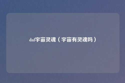 dnf宇宙灵魂（宇宙有灵魂吗）