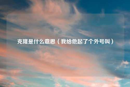 克隆是什么意思（我给他起了个外号叫）