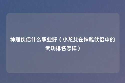 神雕侠侣什么职业好（小龙女在神雕侠侣中的武功排名怎样）