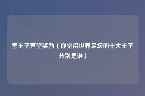 黑王子声望奖励（你觉得世界足坛的十大王子分别是谁）