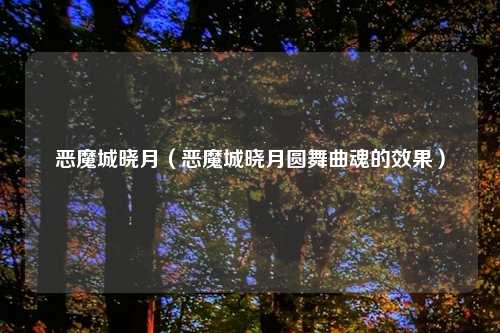 恶魔城晓月（恶魔城晓月圆舞曲魂的效果）