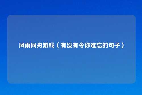 风雨同舟游戏（有没有令你难忘的句子）