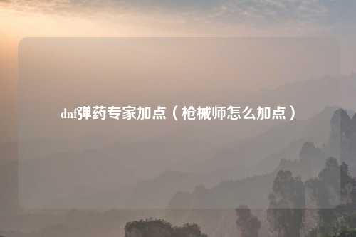dnf弹药专家加点（枪械师怎么加点）