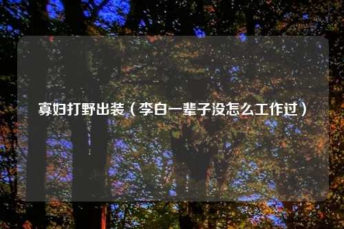 寡妇打野出装（李白一辈子没怎么工作过）