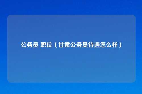 公务员 职位（甘肃公务员待遇怎么样）