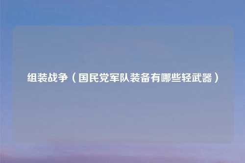 组装战争（国民党军队装备有哪些轻武器）