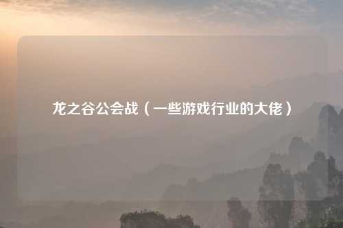 龙之谷公会战（一些游戏行业的大佬）