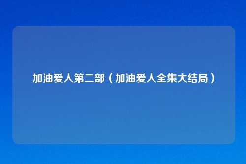 加油爱人第二部（加油爱人全集大结局）