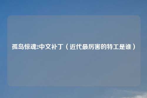 孤岛惊魂2中文补丁（近代最厉害的特工是谁）