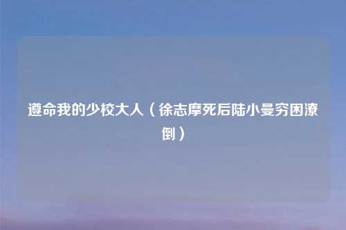 遵命我的少校大人（徐志摩死后陆小曼穷困潦倒）