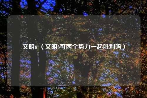 文明6 （文明6可两个势力一起胜利吗）