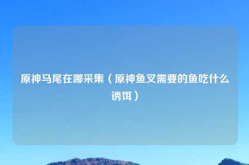 原神马尾在哪采集（原神鱼叉需要的鱼吃什么诱饵）