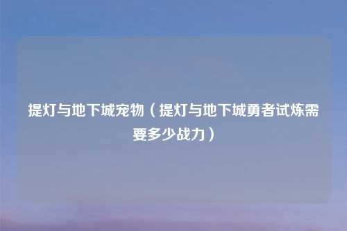 提灯与地下城宠物（提灯与地下城勇者试炼需要多少战力）