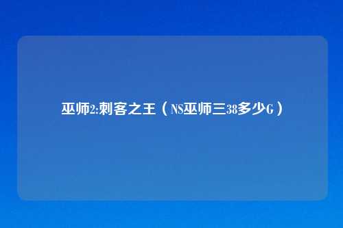巫师2:刺客之王（NS巫师三38多少G）