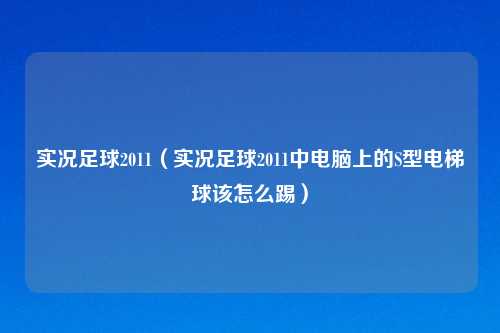 实况足球2011（实况足球2011中电脑上的S型电梯球该怎么踢）