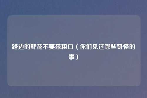 路边的野花不要采粗口（你们见过哪些奇怪的事）