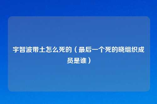 宇智波带土怎么死的（最后一个死的晓组织成员是谁）