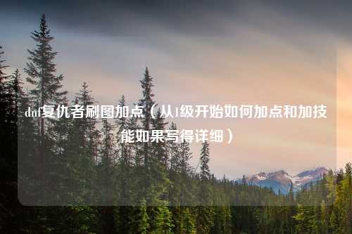 dnf复仇者刷图加点（从1级开始如何加点和加技能如果写得详细）